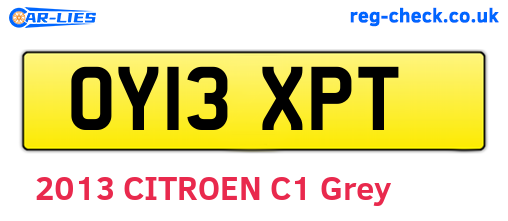 OY13XPT are the vehicle registration plates.