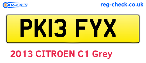 PK13FYX are the vehicle registration plates.