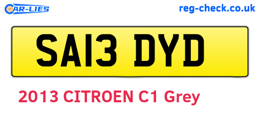 SA13DYD are the vehicle registration plates.