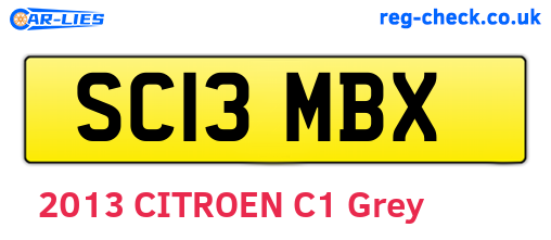SC13MBX are the vehicle registration plates.