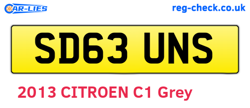 SD63UNS are the vehicle registration plates.