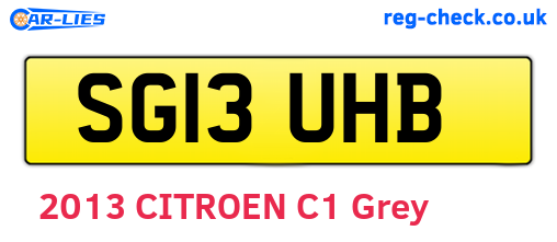 SG13UHB are the vehicle registration plates.