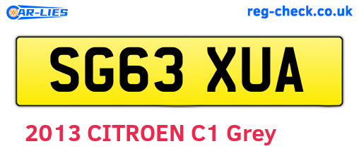 SG63XUA are the vehicle registration plates.