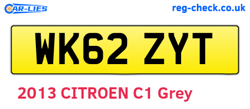WK62ZYT are the vehicle registration plates.