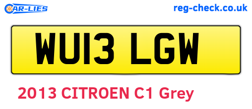 WU13LGW are the vehicle registration plates.