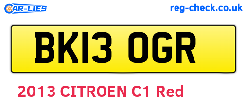 BK13OGR are the vehicle registration plates.