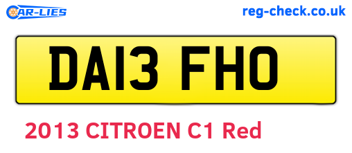 DA13FHO are the vehicle registration plates.
