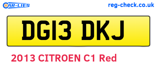DG13DKJ are the vehicle registration plates.