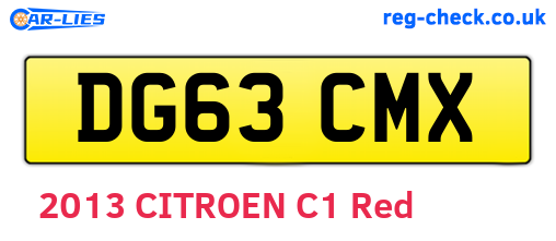 DG63CMX are the vehicle registration plates.