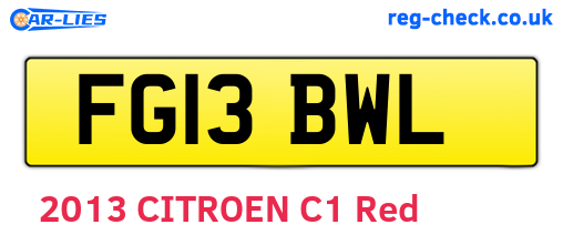 FG13BWL are the vehicle registration plates.