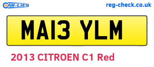 MA13YLM are the vehicle registration plates.