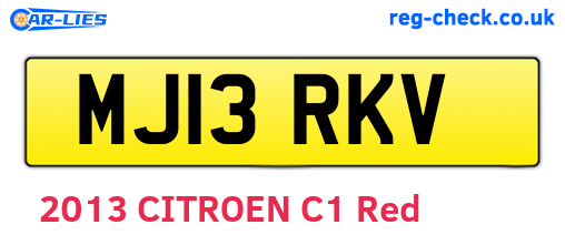 MJ13RKV are the vehicle registration plates.