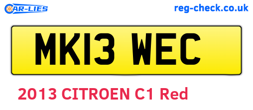 MK13WEC are the vehicle registration plates.