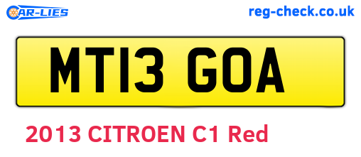 MT13GOA are the vehicle registration plates.