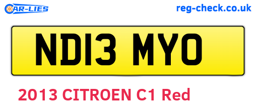 ND13MYO are the vehicle registration plates.