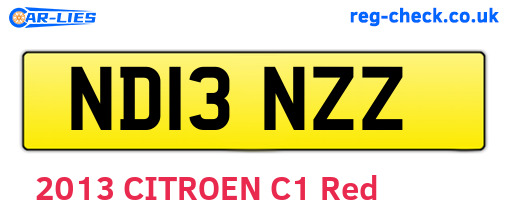 ND13NZZ are the vehicle registration plates.