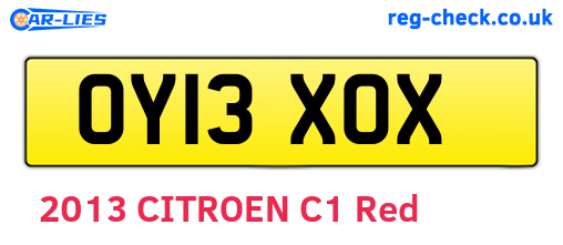 OY13XOX are the vehicle registration plates.