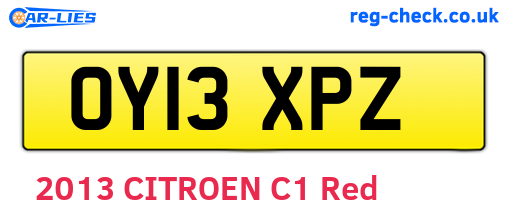 OY13XPZ are the vehicle registration plates.