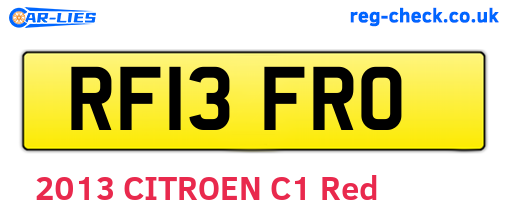 RF13FRO are the vehicle registration plates.