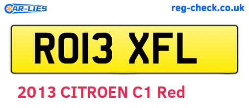 RO13XFL are the vehicle registration plates.