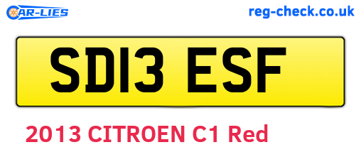 SD13ESF are the vehicle registration plates.