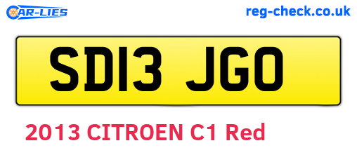 SD13JGO are the vehicle registration plates.