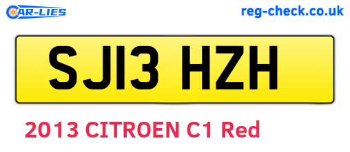 SJ13HZH are the vehicle registration plates.