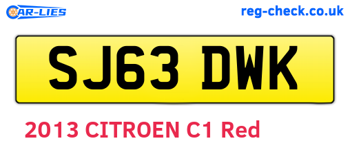 SJ63DWK are the vehicle registration plates.