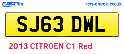 SJ63DWL are the vehicle registration plates.