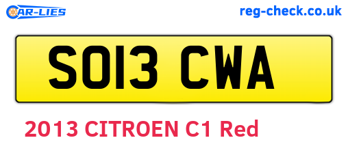 SO13CWA are the vehicle registration plates.