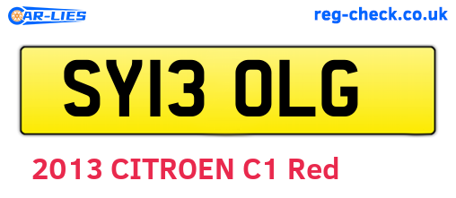 SY13OLG are the vehicle registration plates.