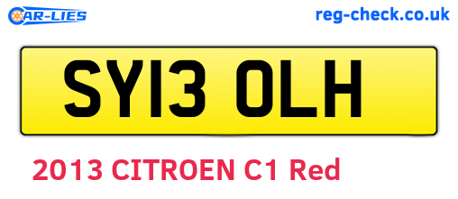 SY13OLH are the vehicle registration plates.