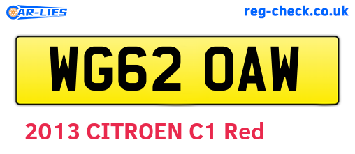 WG62OAW are the vehicle registration plates.