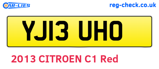 YJ13UHO are the vehicle registration plates.