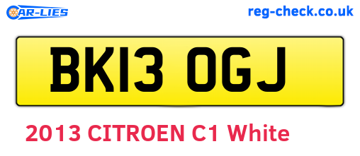 BK13OGJ are the vehicle registration plates.