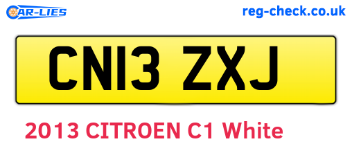 CN13ZXJ are the vehicle registration plates.