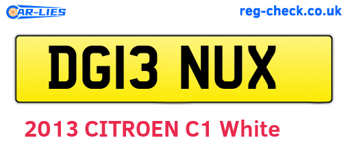DG13NUX are the vehicle registration plates.