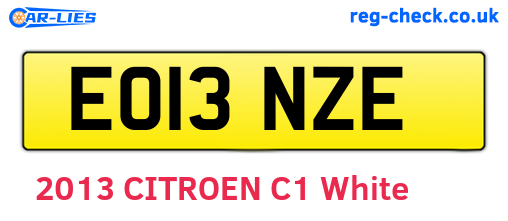 EO13NZE are the vehicle registration plates.