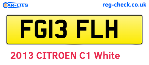 FG13FLH are the vehicle registration plates.