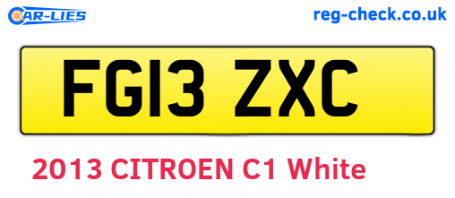FG13ZXC are the vehicle registration plates.