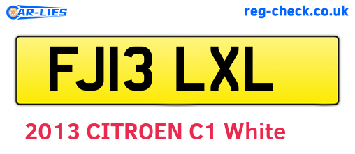 FJ13LXL are the vehicle registration plates.