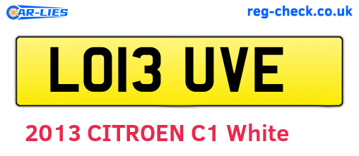 LO13UVE are the vehicle registration plates.