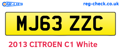 MJ63ZZC are the vehicle registration plates.