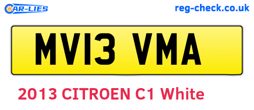 MV13VMA are the vehicle registration plates.