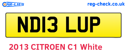 ND13LUP are the vehicle registration plates.