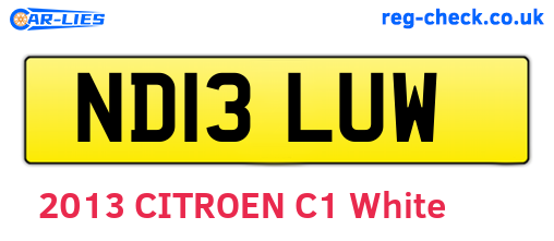 ND13LUW are the vehicle registration plates.
