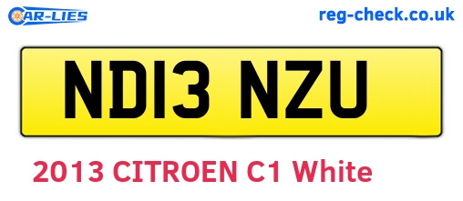 ND13NZU are the vehicle registration plates.