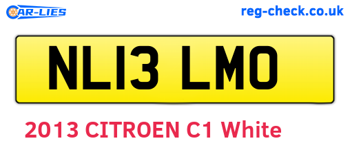 NL13LMO are the vehicle registration plates.