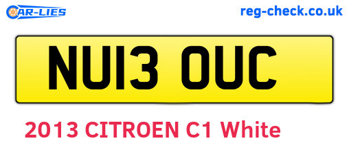 NU13OUC are the vehicle registration plates.