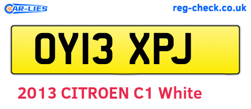 OY13XPJ are the vehicle registration plates.